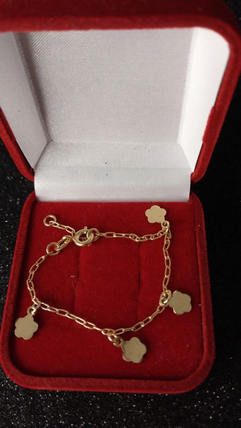 PULSEIRA FOLHEADA INFANTIL TREVOS