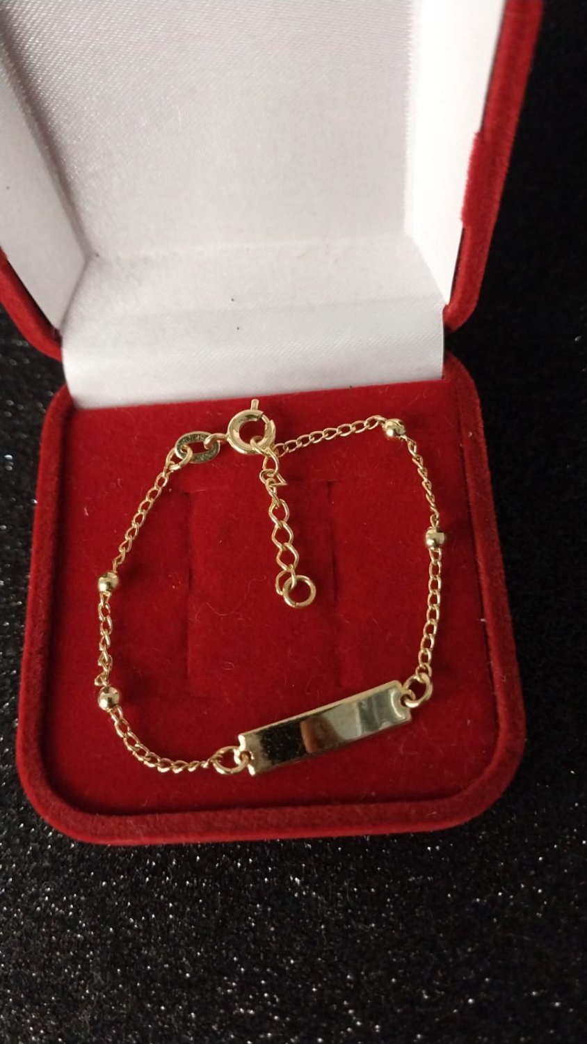 PULSEIRA FOLHEADA INFANTIL PLAQUINHA BOLINHAS
