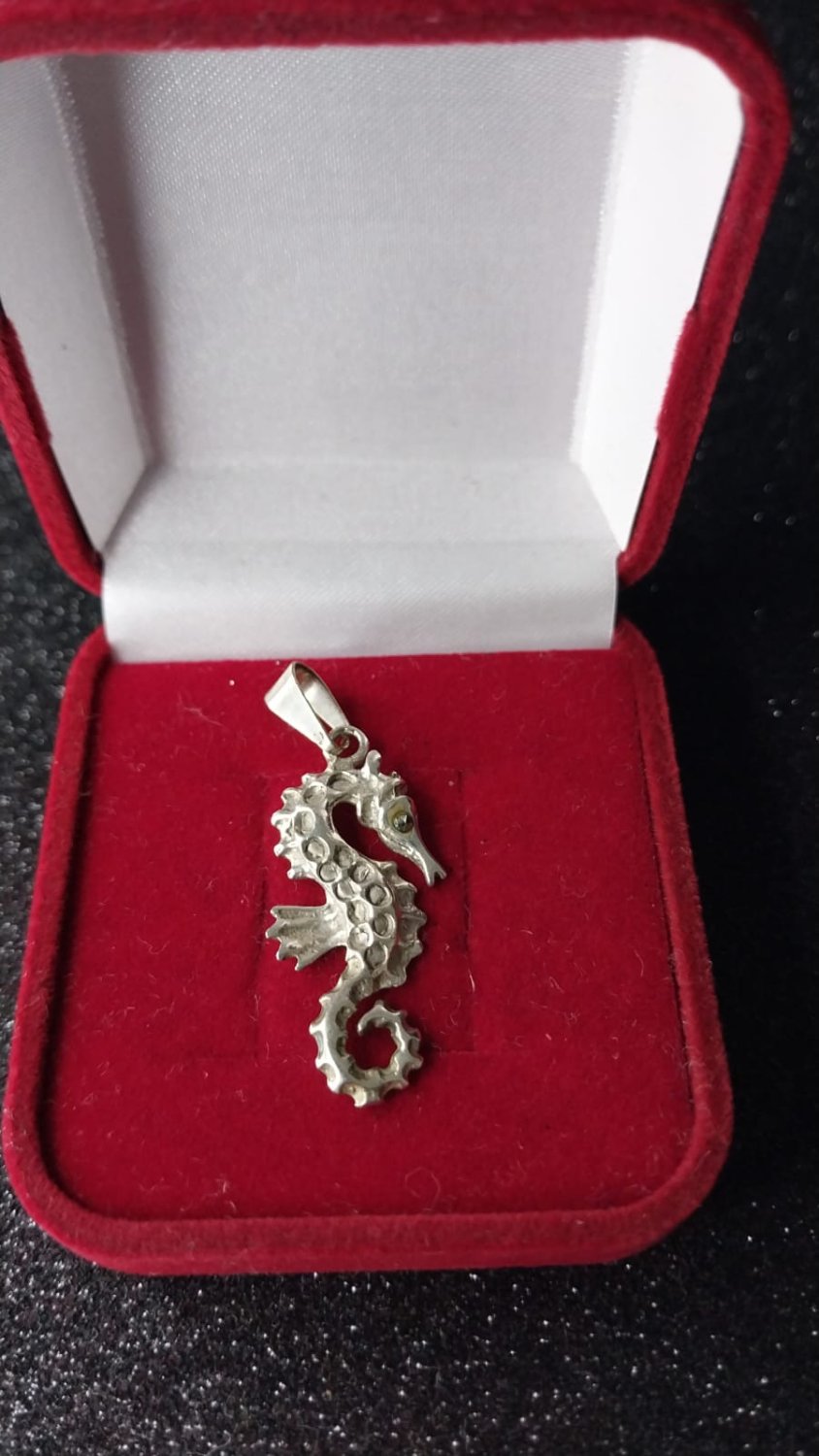 PINGENTE PRATA CAVALO MARINHO 3D