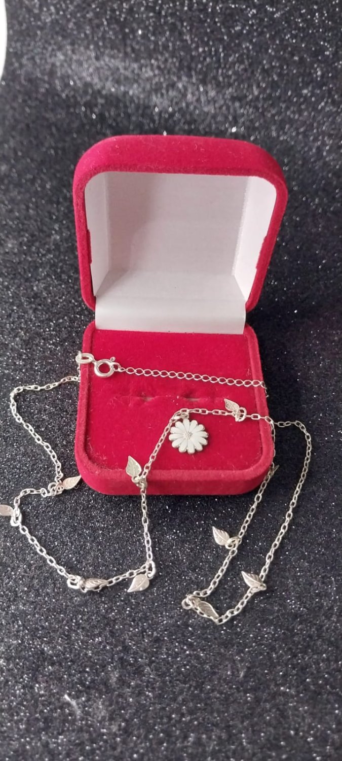 GARGANTILHA PRATA ROSA/FOLHAS